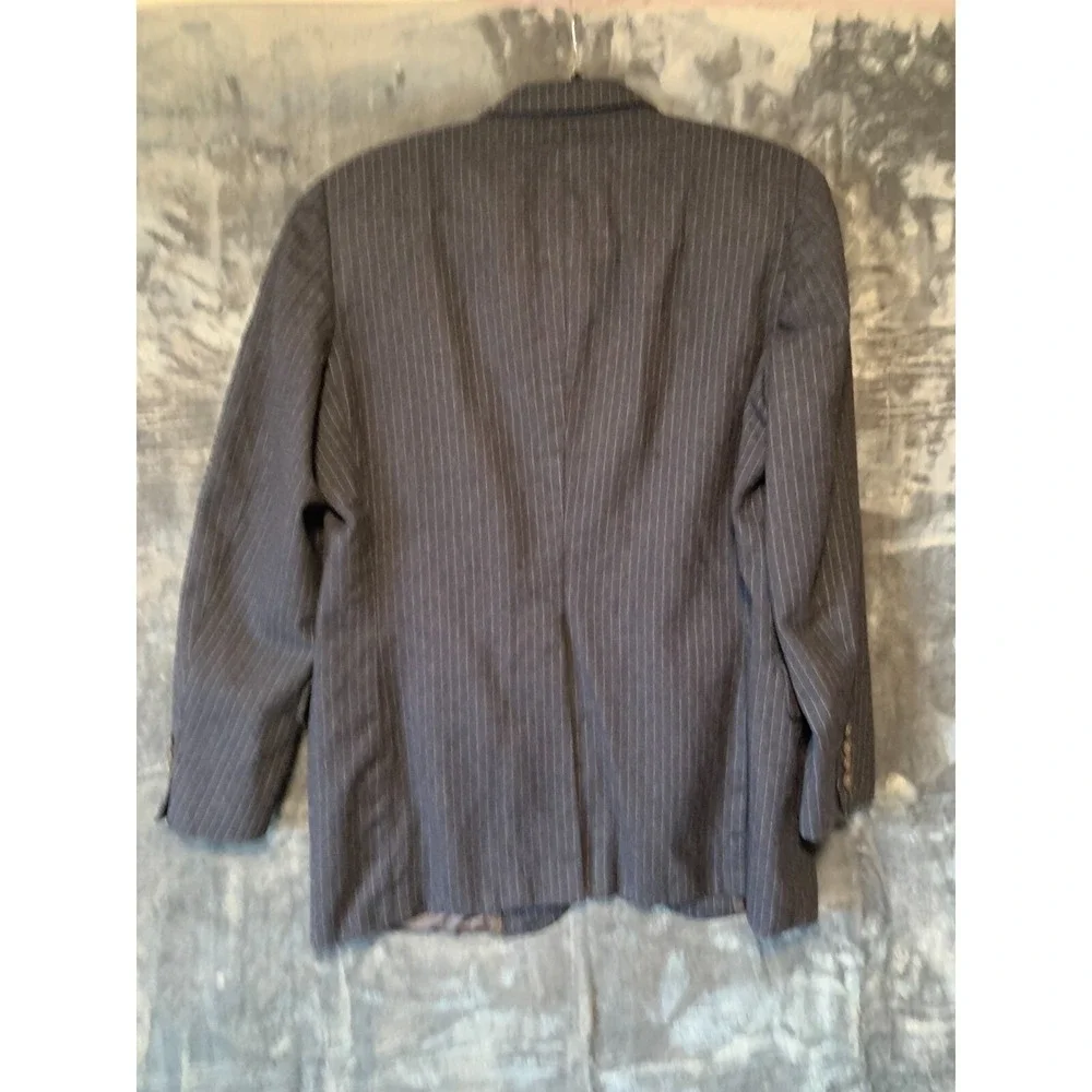 Chaps Ralph Lauren Vtg Wool Blazer 42L Pinstripe Grey Nordstrom Sport Coat Flaw
